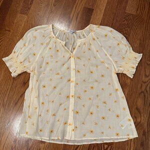 Madewell Daisy Print Cropped Shirt